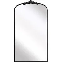 Crown Arched Leaner Mirror with Decorative Crown - Black, Metal