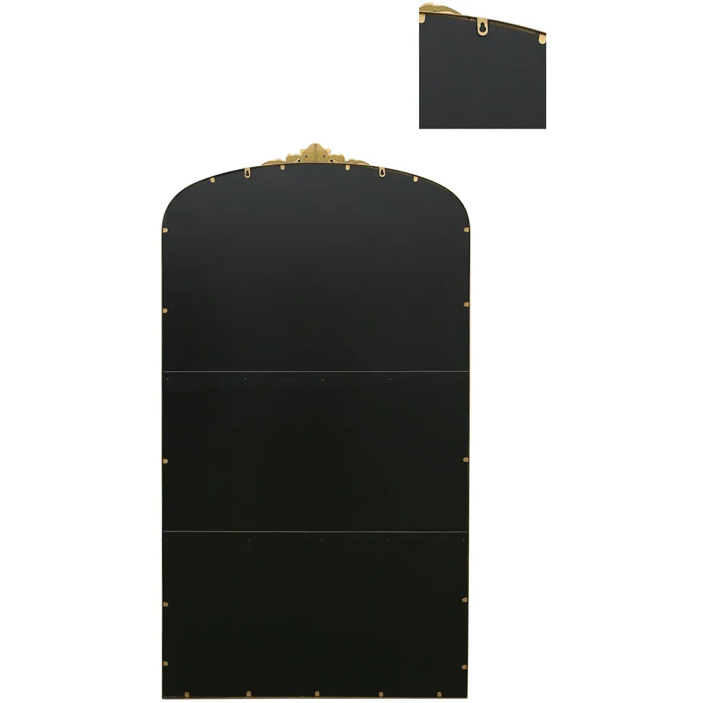 Crown Arched Leaner Wall Mirror with Decorative Crown - Gold, Metal
