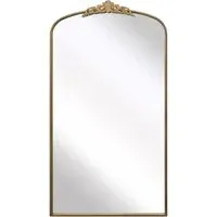 Crown Arched Leaner Wall Mirror with Decorative Crown - Gold, Metal