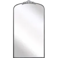 Crown Arched Leaner Wall Mirror with Decorative Crown - Silver, Metal