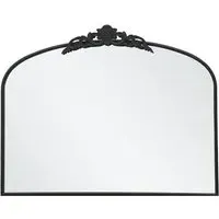 Crown Arched Wall Mirror with Decorative Crown - Black, Metal