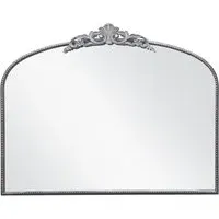 Crown Arched Wall Mirror with Decorative Crown - Silver, Metal