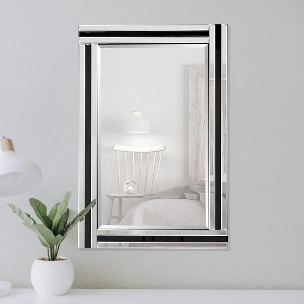 Dalton Bevelled Triple Edge Wall Mirror - Black, Silver