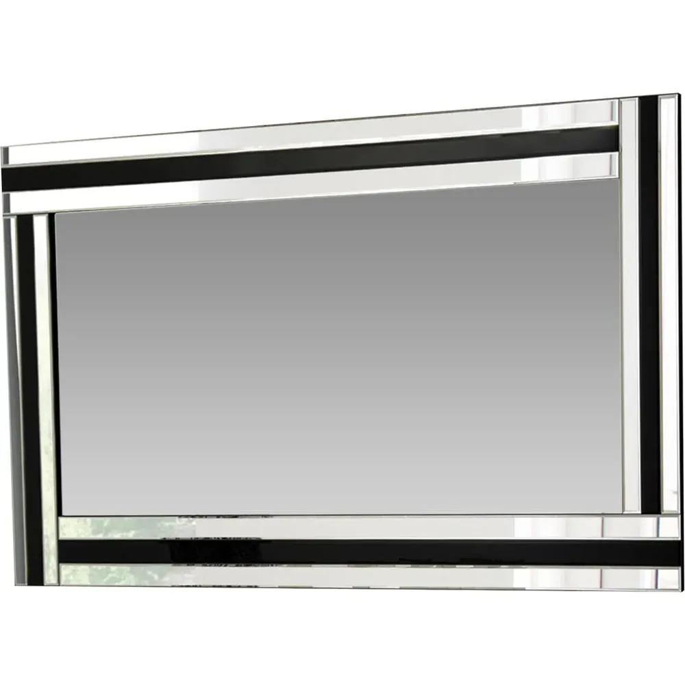 Dalton Large Bevelled Triple Edge Wall Mirror - Black, Silver