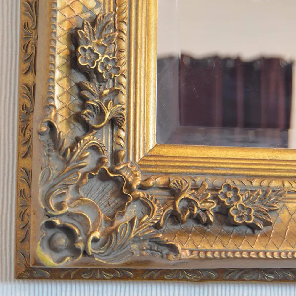 Davenport Large Wall Mirror with Ornate Flourish - Gold