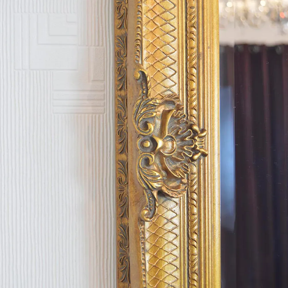 Davenport Large Wall Mirror with Ornate Flourish - Gold
