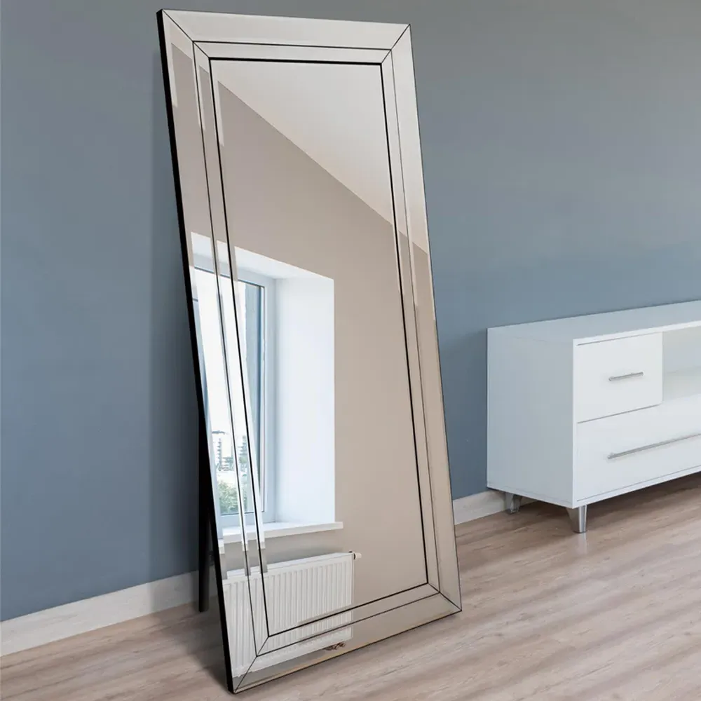 Double Bevel Venetian Cheval Free Standing Mirror - Clear