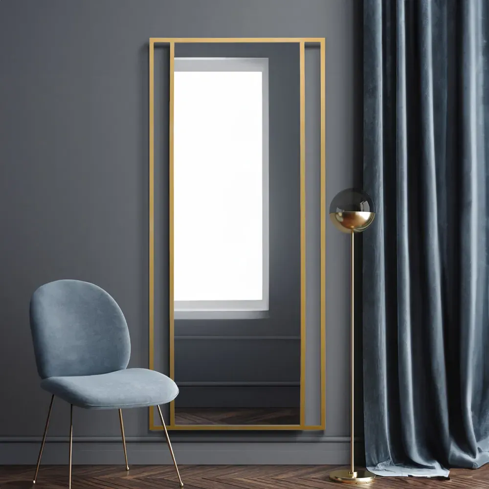 Fenestra Leaner Wall Mirror - Gold, Metal