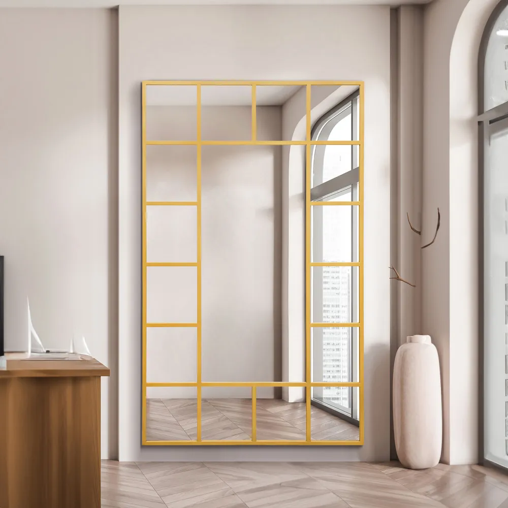 Fenestra Window Metal Leaner Wall Mirror - Gold