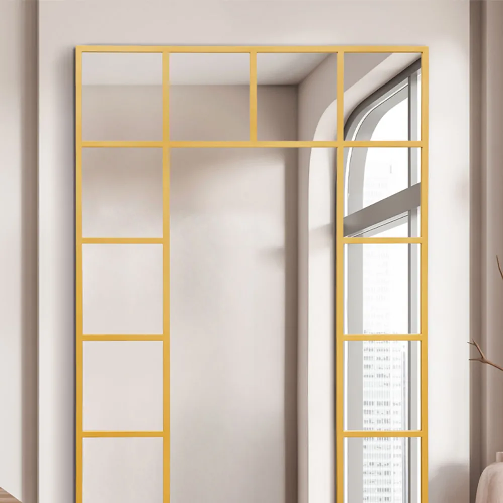 Fenestra Window Metal Leaner Wall Mirror - Gold