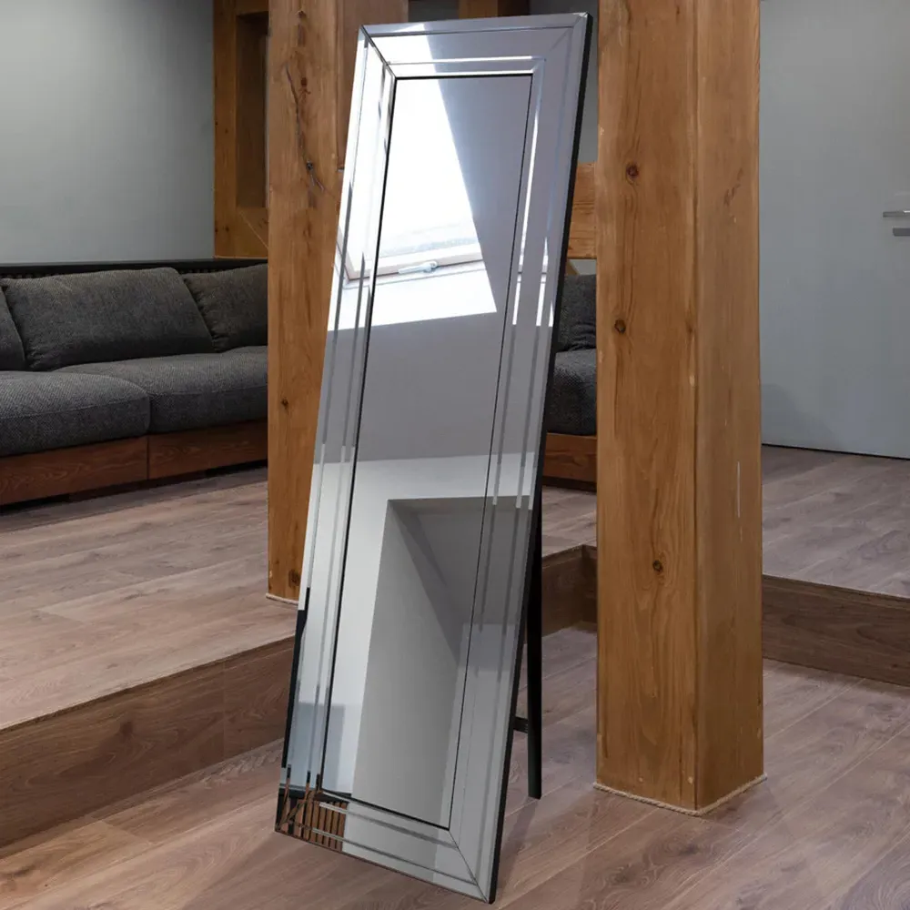 Langley Bevel Cheval Free Standing Mirror - Clear