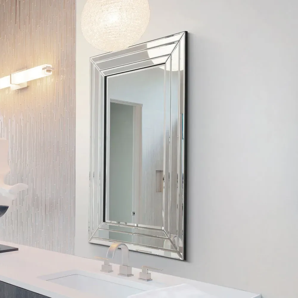 Langley Double Edge Bevelled Wall Mirror - Black