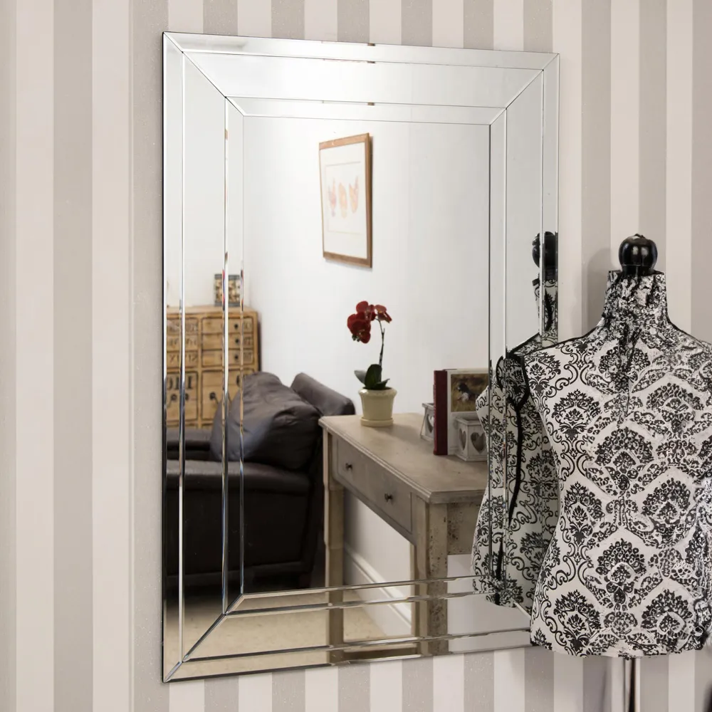 Langley Large Double Edge Bevelled Dress Mirror - Black