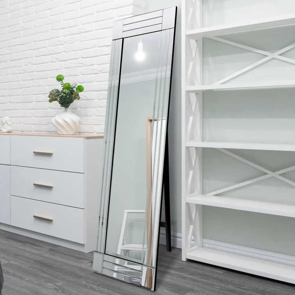 Milton Bevelled Corner Cheval Free Standing Mirror - Clear