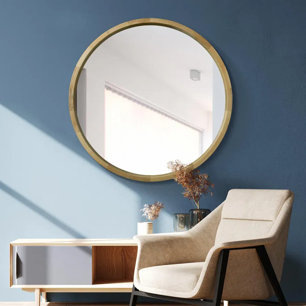 Naturalis Round Deep Dish Framed Mirror - Oak