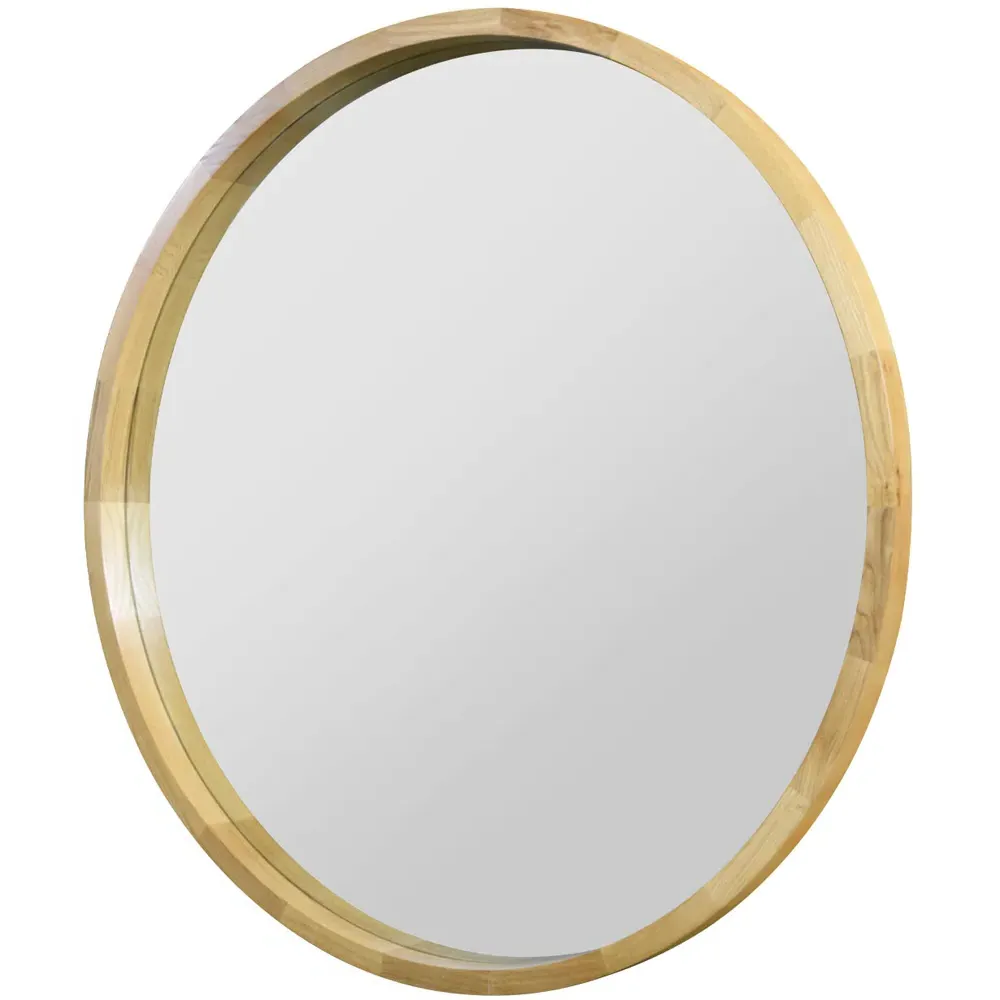 Naturalis Round Deep Dish Framed Mirror - Oak