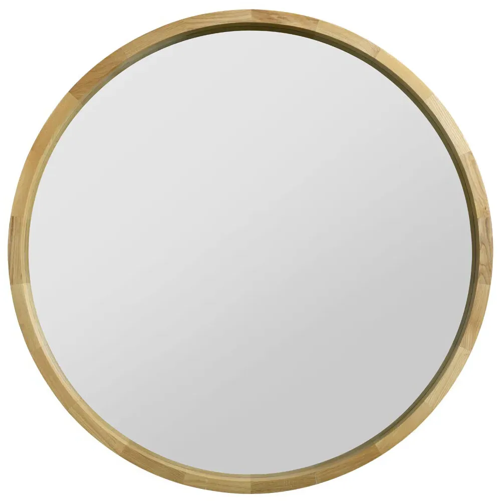 Naturalis Round Deep Dish Framed Mirror - Oak