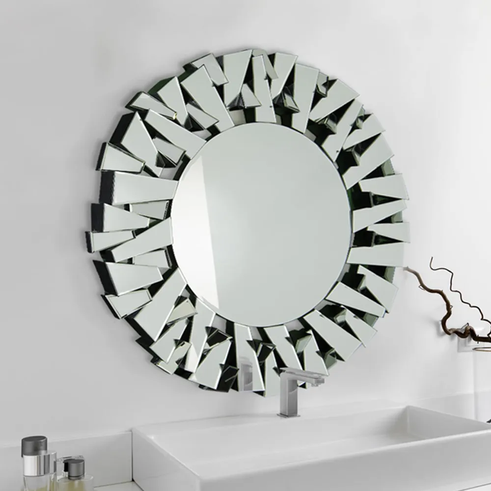 Segmented Round Wall Mirror - Clear
