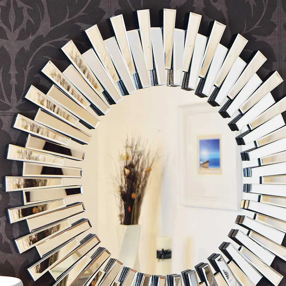 Starburst All Glass Wall Mirror - Black