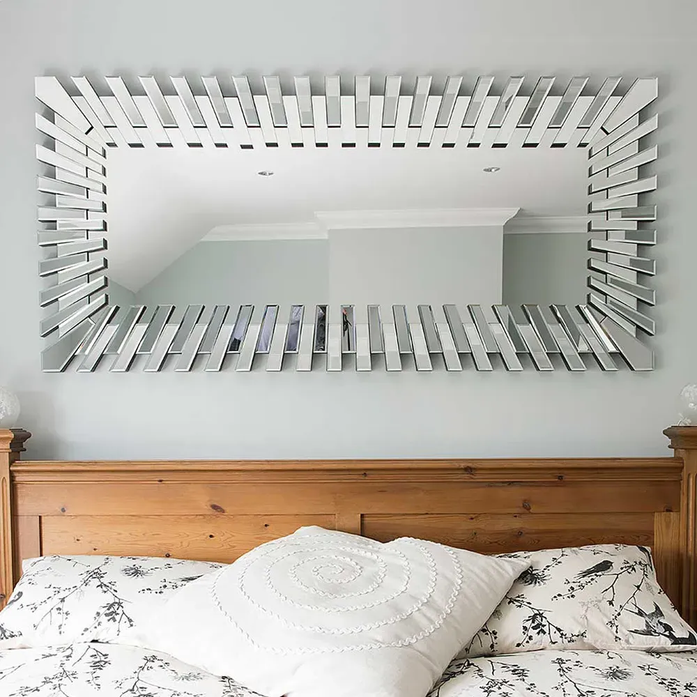 Starburst Large Rectangular Wall Mirror - Black