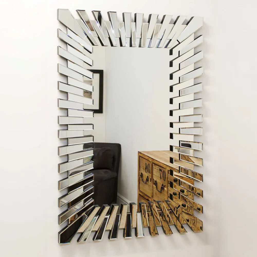 Starburst Rectangular Wall Mirror - Black
