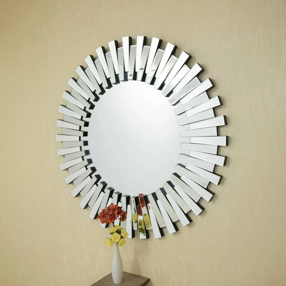 Starburst Round Wall Mirror - Black