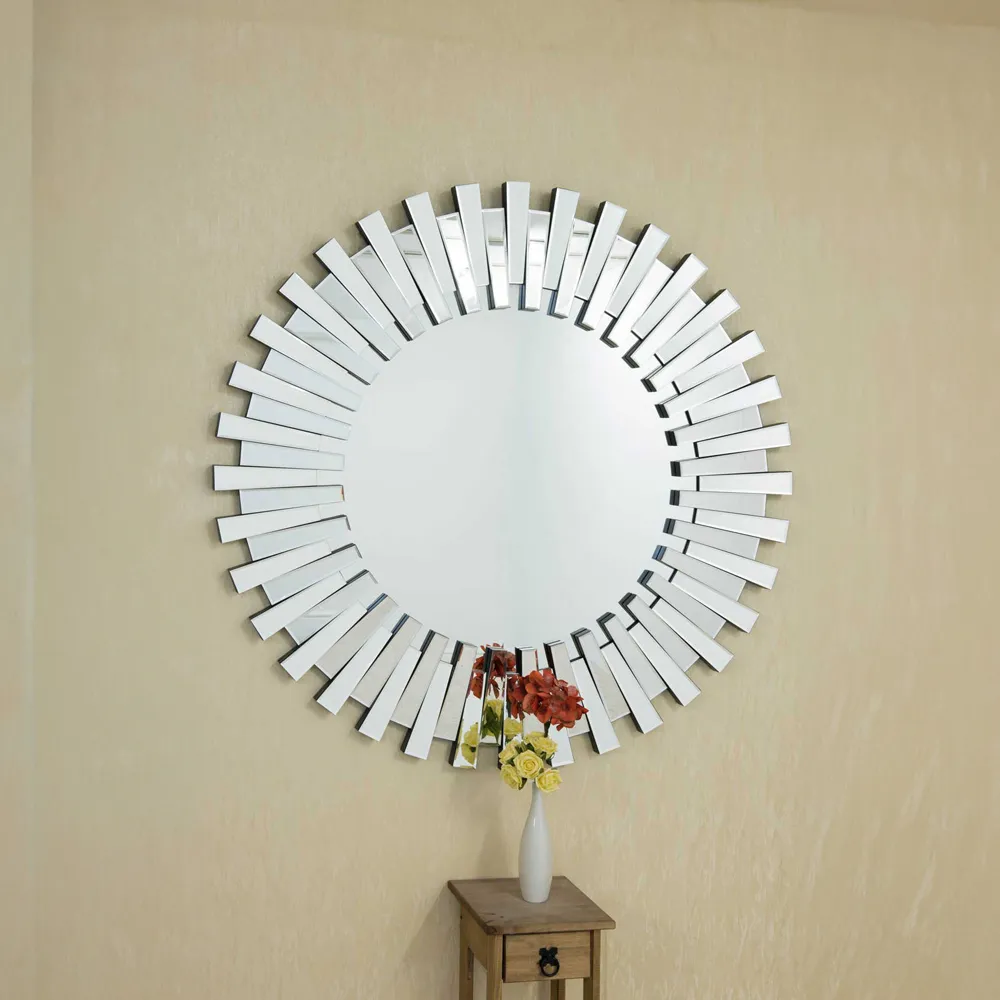 Starburst Round Wall Mirror - Black