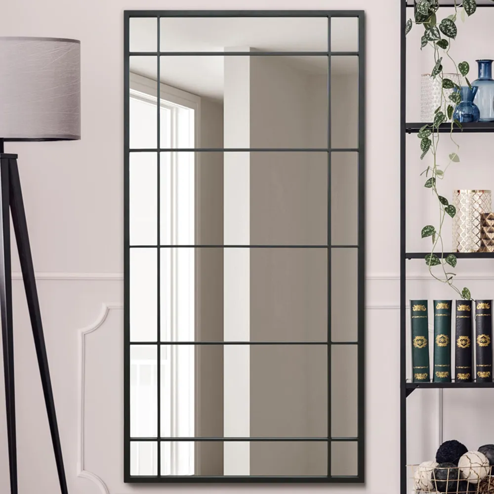 Tabula Window Wall Mirror - Black, Metal