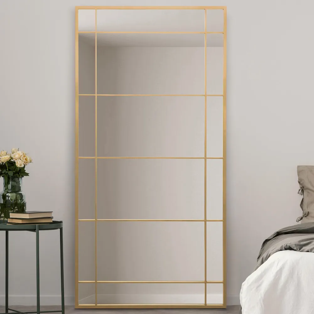 Tabula Window Wall Mirror - Gold, Metal