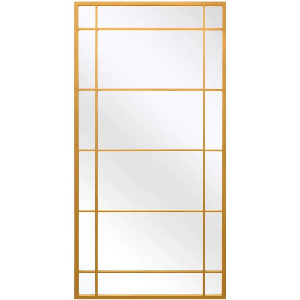 Tabula Window Wall Mirror - Gold, Metal