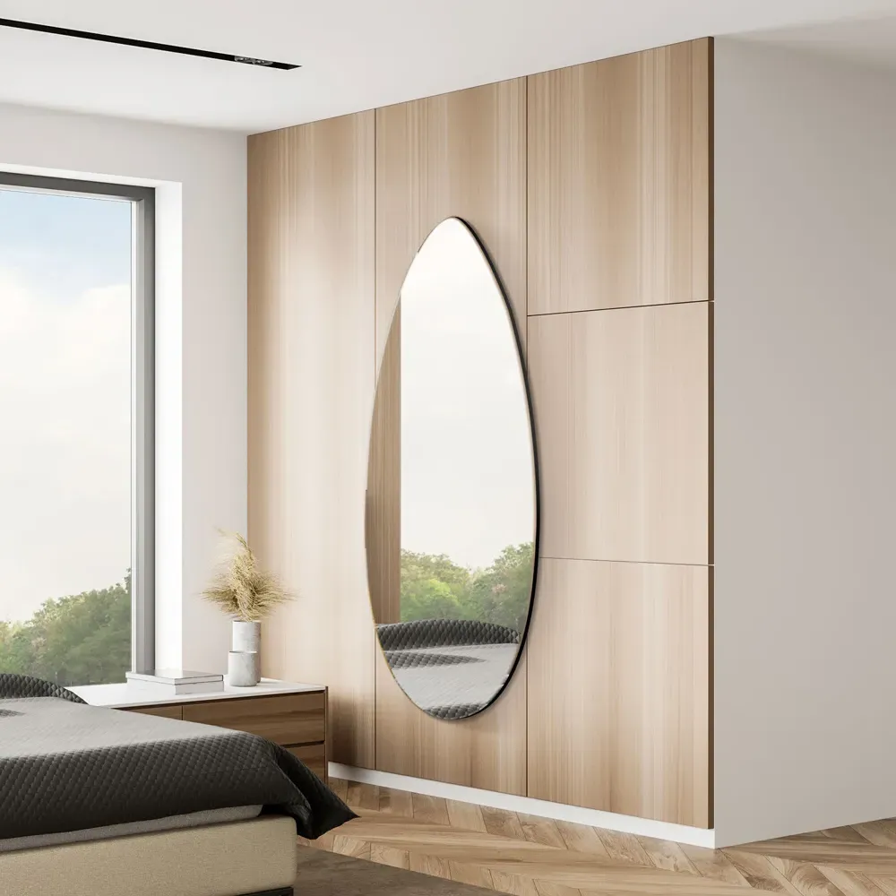 Tear Drop Frameless Wall Mirror - Black