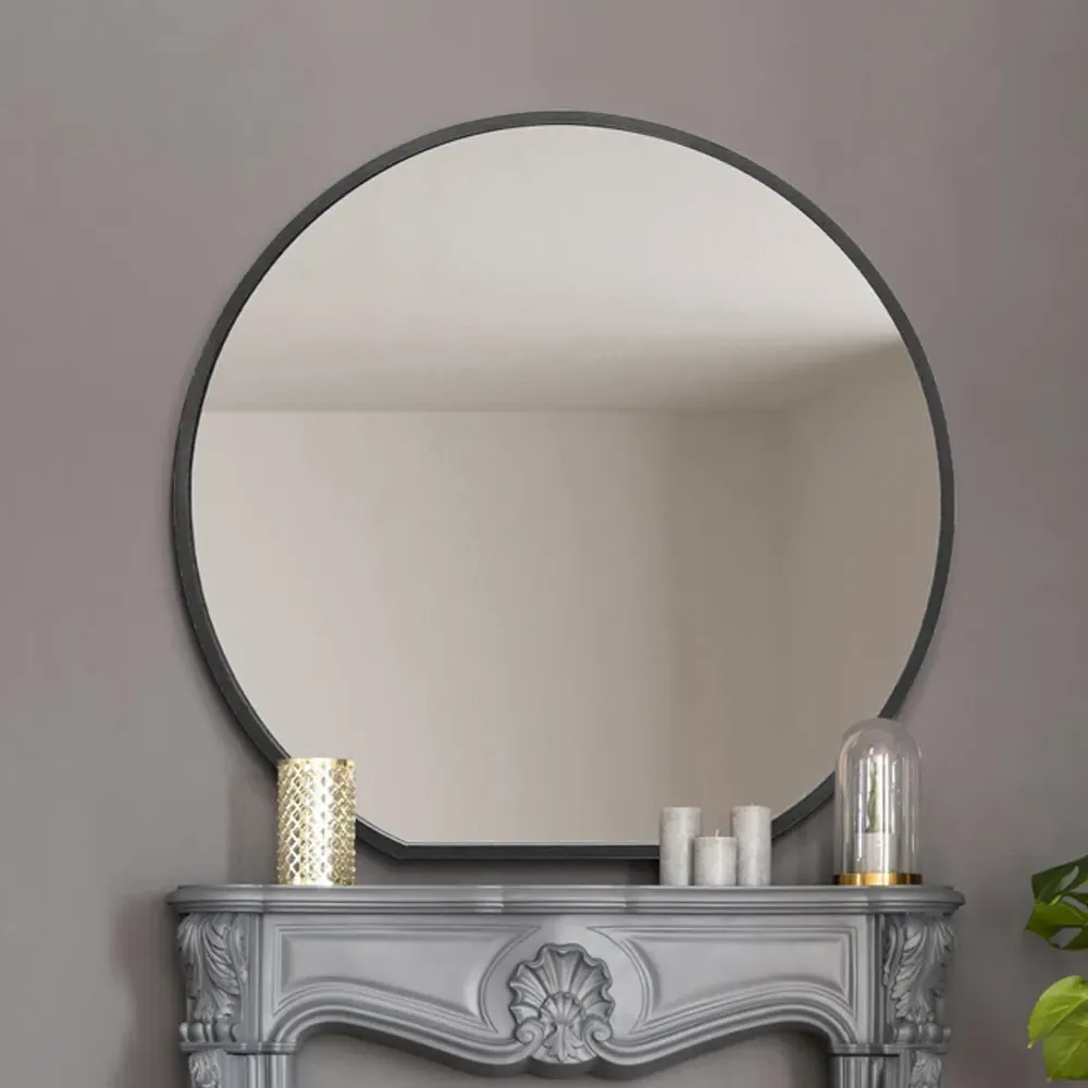 The Circulus Round Wall Mirror - Black, Metal