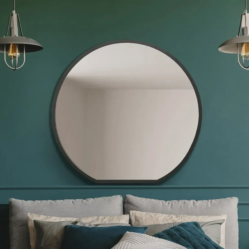 The Circulus Round Wall Mirror - Black, Metal