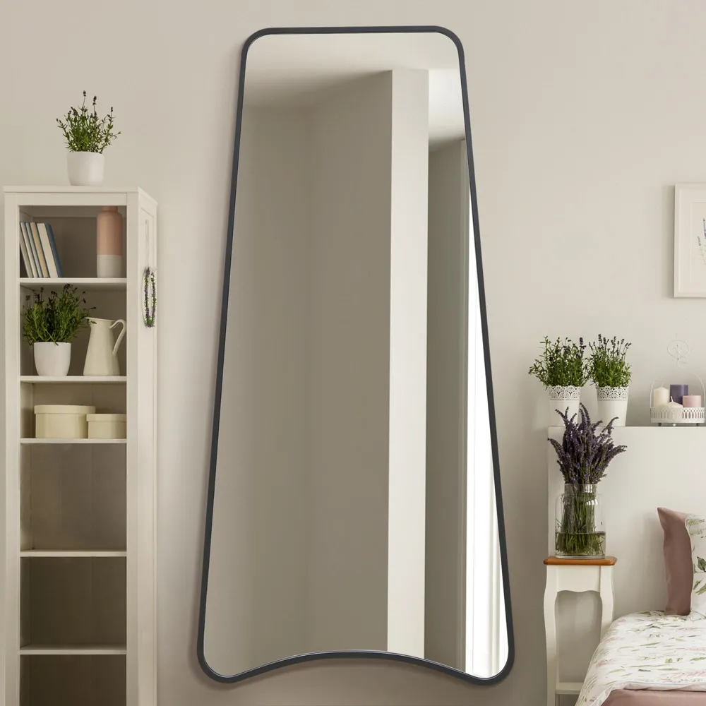 The Coartans Trapezoid Wall Mirror - Black, Metal