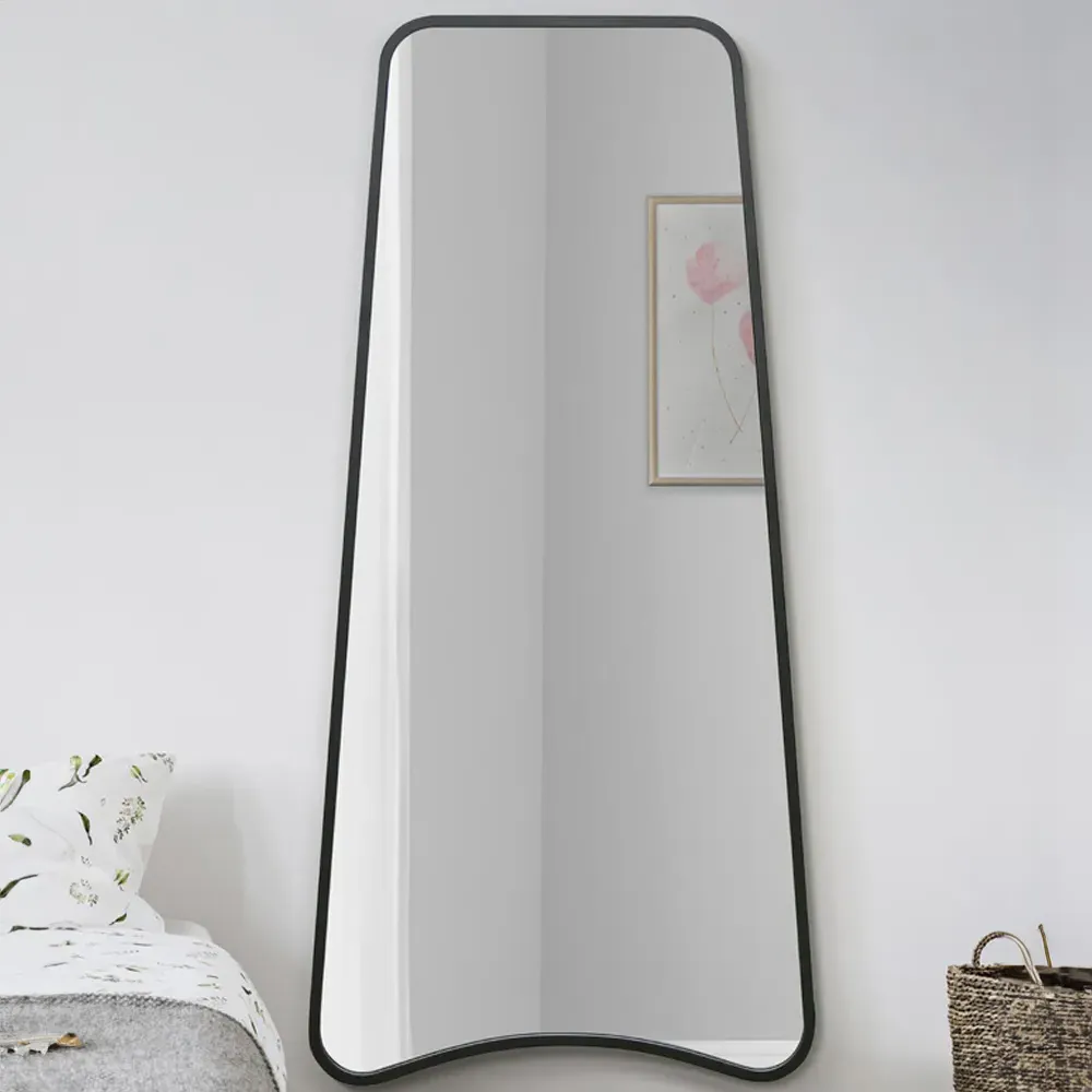 The Coartans Trapezoid Wall Mirror - Black, Metal