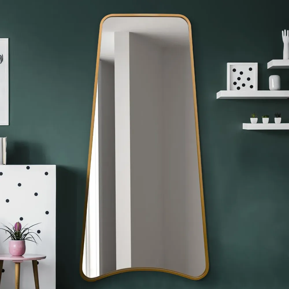 The Coartans Trapezoid Wall Mirror - Gold, Metal