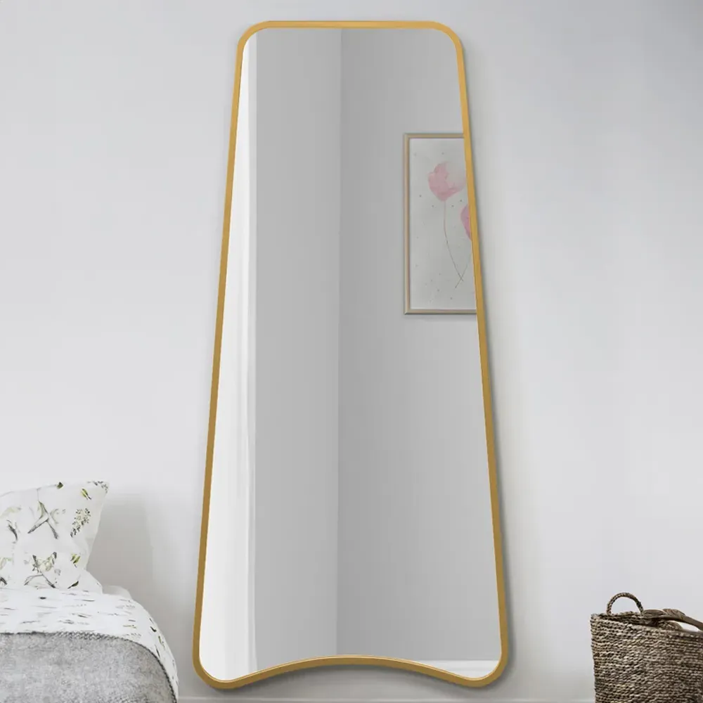 The Coartans Trapezoid Wall Mirror - Gold, Metal