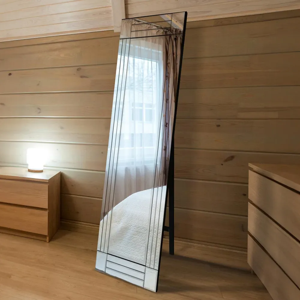 Triple Bevel Cheval Free Standing Mirror - Clear