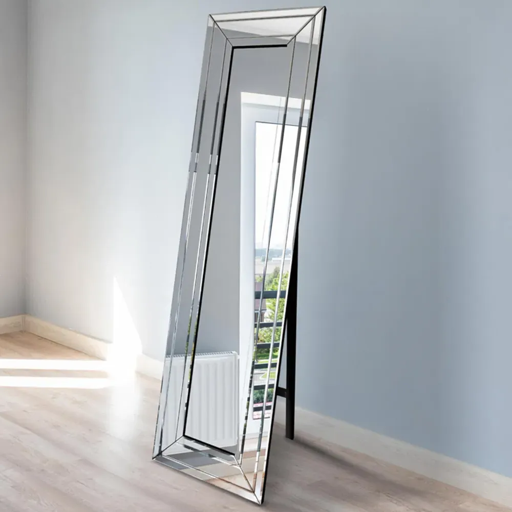 Triple Bevel Venetian Cheval Free Standing Mirror - Clear