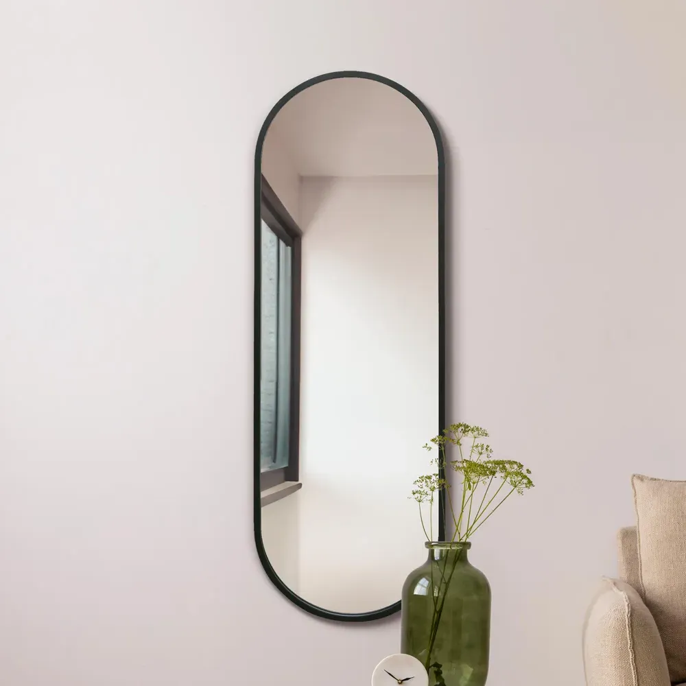 Vultus Double Arched Metal Leaner Wall Mirror - Black