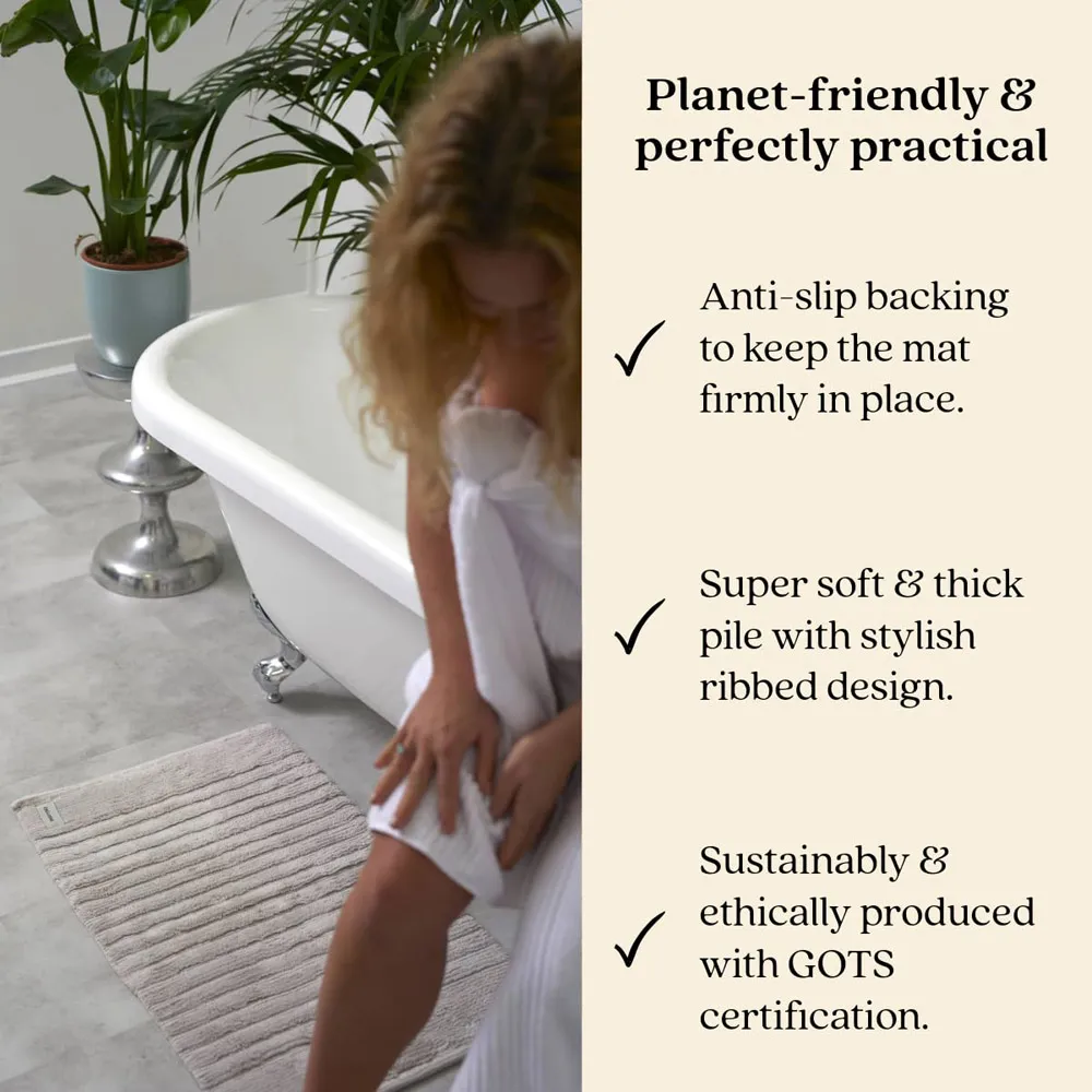 Organic Cotton Bath Runner Mat - Light Grey