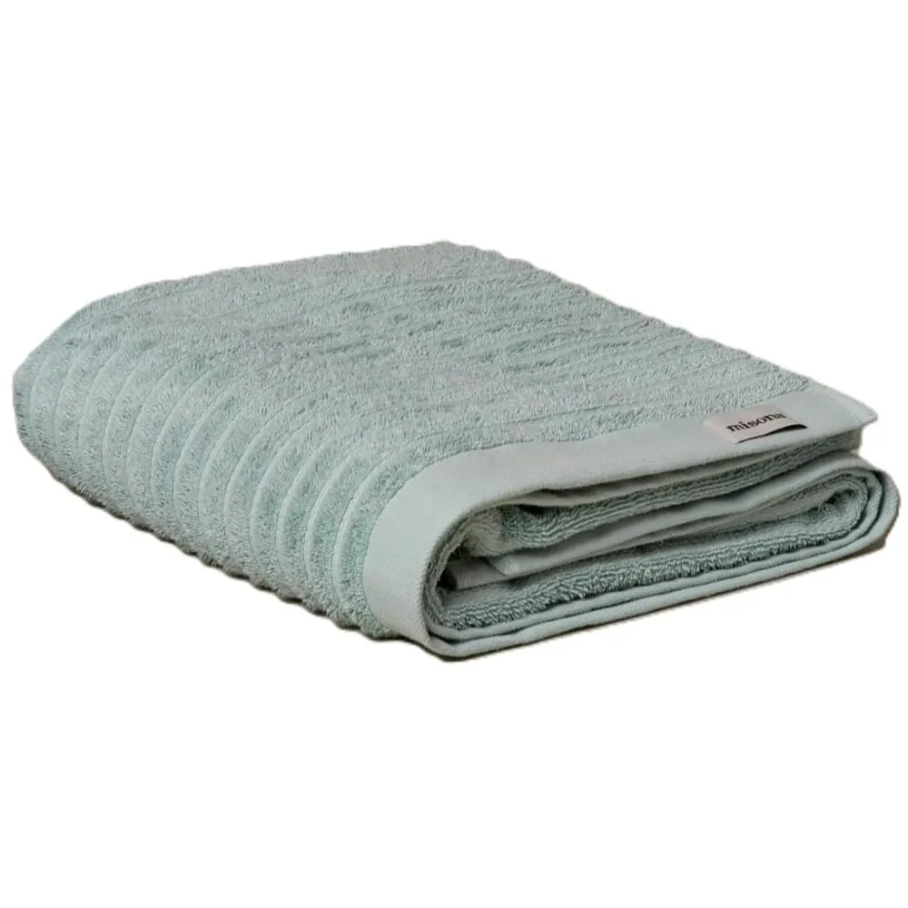 Organic Cotton Ribbed Bath Sheet - Blue