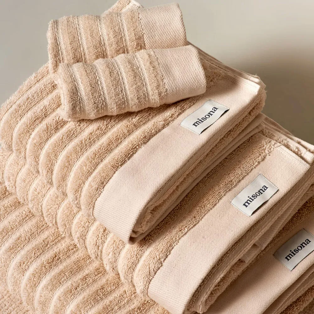 Organic Cotton Ribbed Bath Sheet - Brown