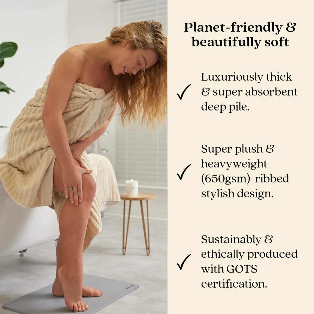 Organic Cotton Ribbed Bath Sheet - Brown