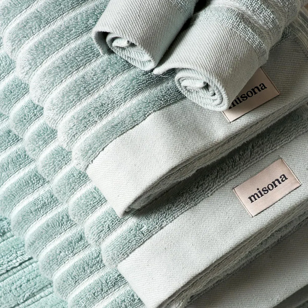 Organic Cotton Ribbed Bath Towel - Blue