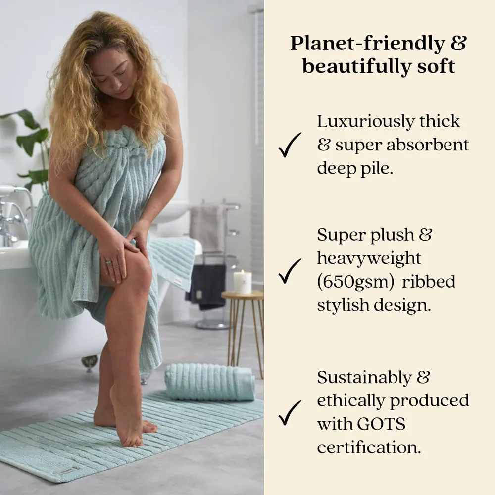 Organic Cotton Ribbed Bath Towel - Blue