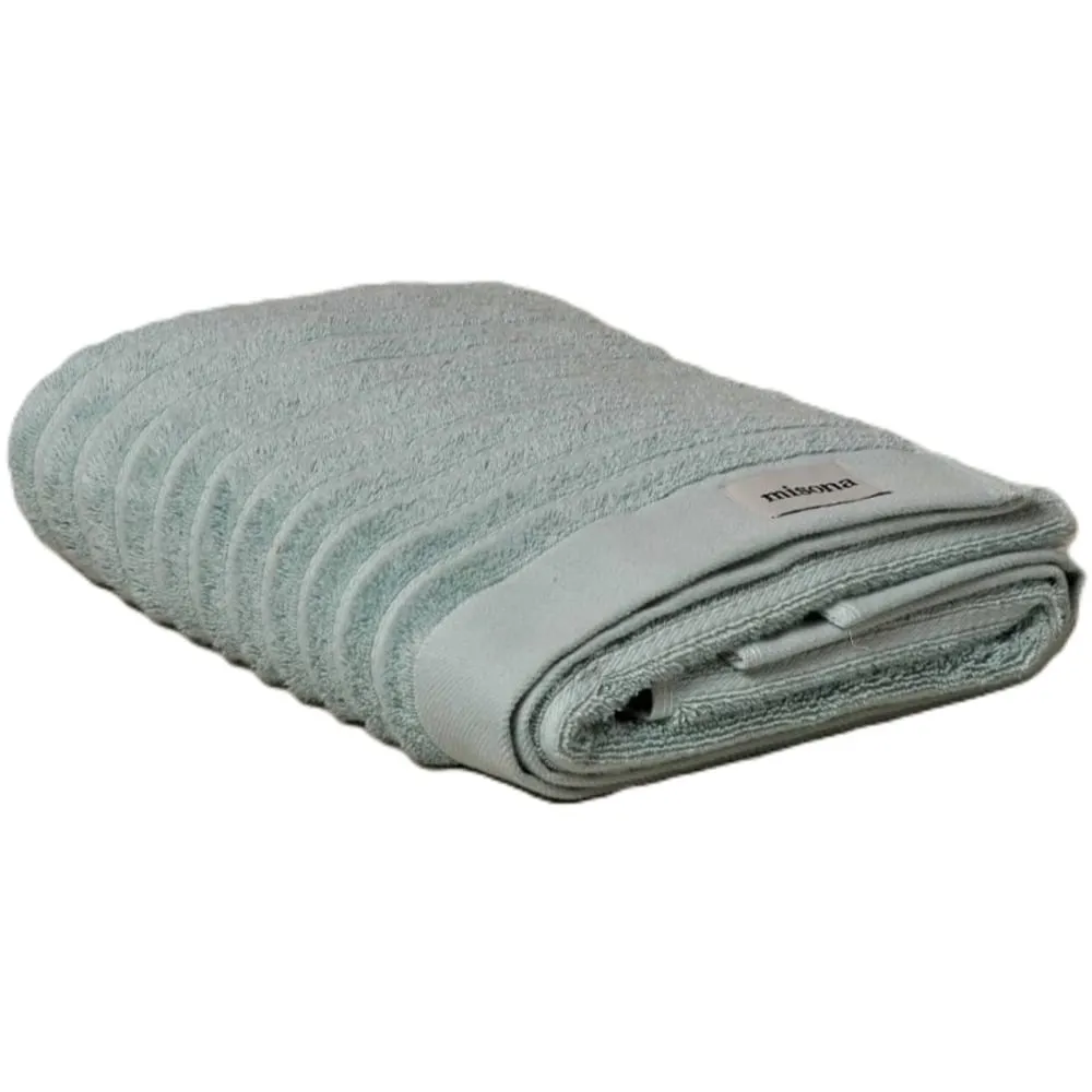 Organic Cotton Ribbed Bath Towel - Blue