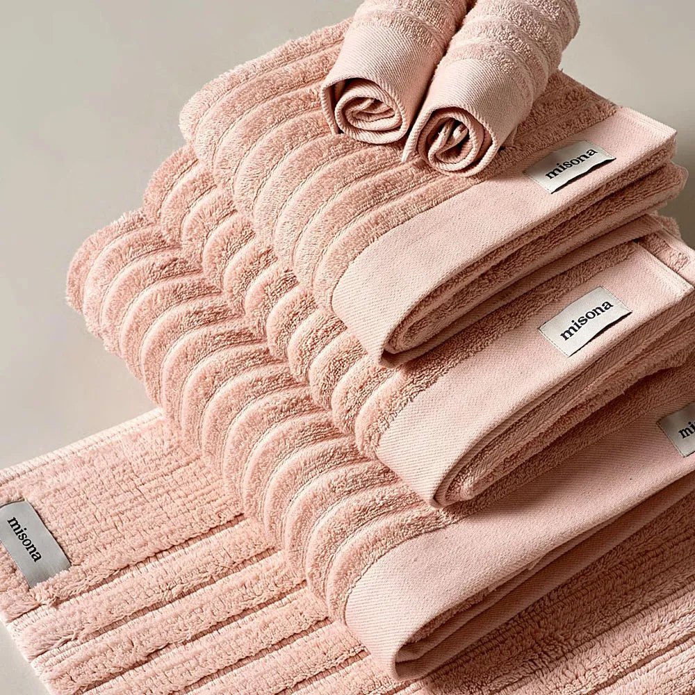Organic Cotton Ribbed Bath Towel - Pink