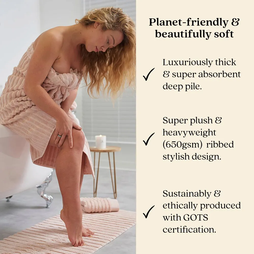 Organic Cotton Ribbed Bath Towel - Pink