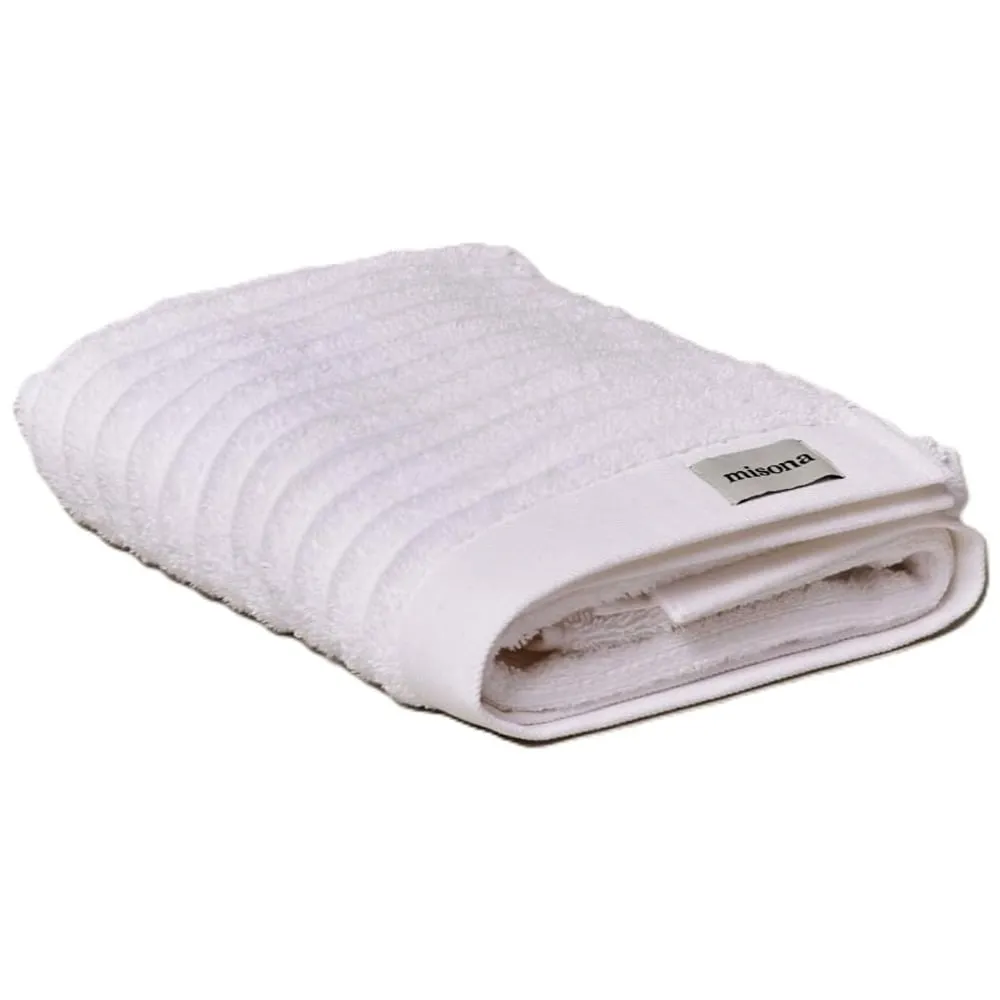Organic Cotton Ribbed Bath Towel - White